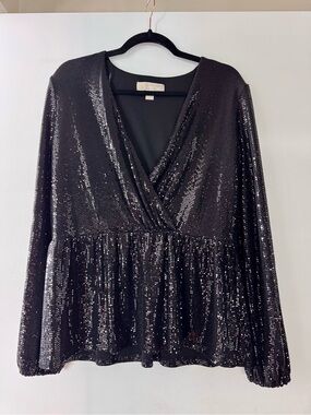 Michael Kors Black Sequin Blouse